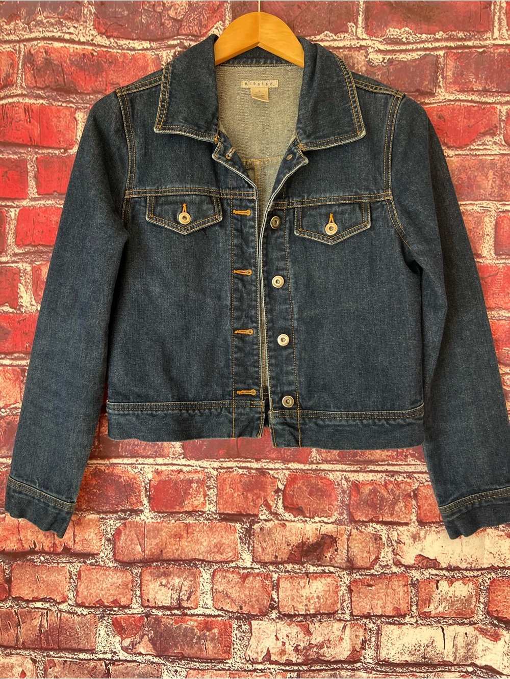 Rubbish Dark Wash Classic Button-Front Cropped Denim Trucker Jacket